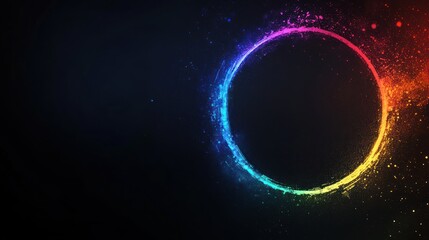 Obraz premium Colorful circular splash of light against a dark background, creating a vibrant focal point.
