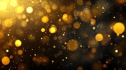 Obraz premium A mesmerizing display of golden bokeh against a dark backdrop, creating a rich and festive atmosphere.