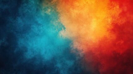 Obraz premium A vibrant abstract background featuring a gradient blend of blue, orange, and red hues, evoking a sense of energy and creativity.