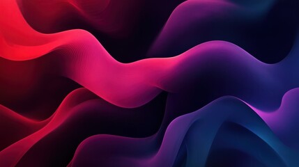 Obraz premium Vibrant abstract waves in red, pink, and blue hues flowing seamlessly across a dark background.