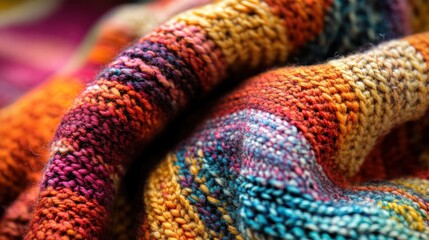 Striped Knitted Fabric Close-up