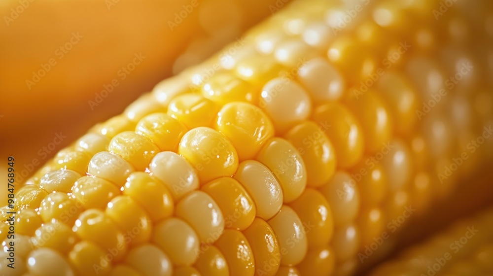 Sticker Close-up of a Fresh Corncob