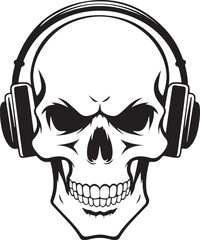 Skull with headphones vector image