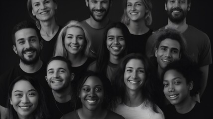 group of people in black and white
