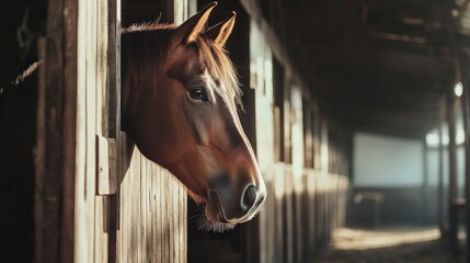 Fototapeta premium Horse in Stable Looking out
