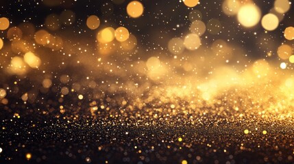 A mesmerizing background of golden bokeh lights creating a dreamy and festive atmosphere.