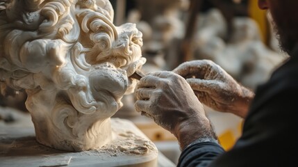 Sculptor Carving Marble
