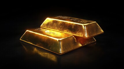 Two gleaming gold bars stacked together, exuding luxury and wealth.