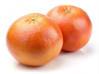 Two fresh grapefruits on white background
