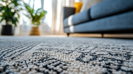Closeup of a Soft, Luxurious Rug in a Modern Living Room