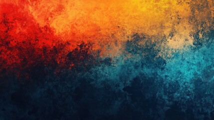 A vibrant abstract background featuring a blend of fiery reds, warm yellows, and deep blues, creating a dramatic visual impact.