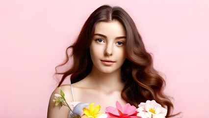 Fototapeta premium woman with flower