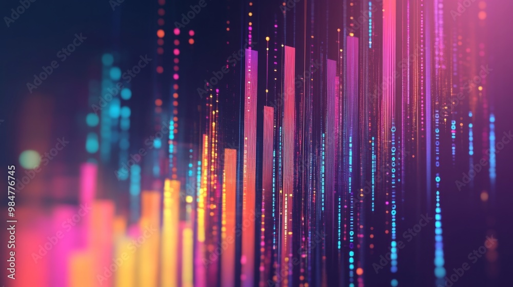 Leinwandbilder an abstract digital bar chart with a gradient background, illustrating complex financial data and tr