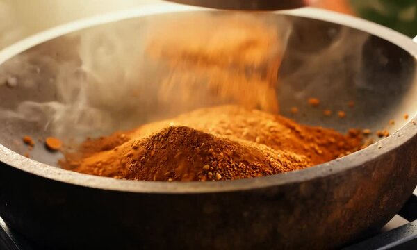 How to toast and grind spices to enhance their flavor, . Video hyperrealistic