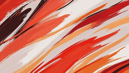 Bold Brush Strokes in Orange, Red, Brown, and White, Bright Colorful Autumn Tones