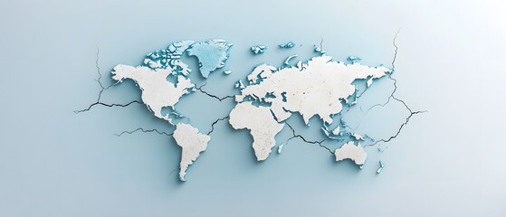 Stylized world map illustration with a blue and white color scheme, perfect for educational and travel-themed projects.