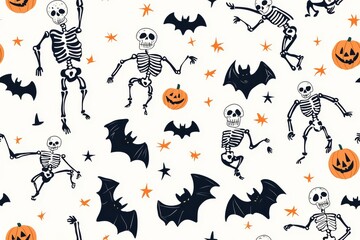 Fototapeta premium Halloween Skeletons Macabre Dance