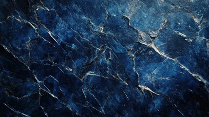 Detailed close-up of a blue marble texture featuring intricate natural veining and a rich dark hue.