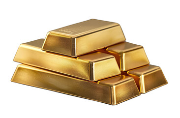 Stack of high value golden bar ingots on transparent background, financial gold stock and global market isolated on business market. PNG
