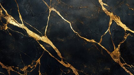 Elegant dark marble with striking golden veins, creating a luxurious and sophisticated appearance.