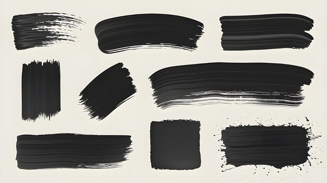 Black Brush Strokes Set   Abstract Pnt Texture Design Elements