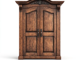 Elegant wooden wardrobe with intricate detailing, ideal for enhancing any home decor with classic charm and functionality, white background