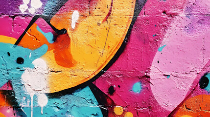Colorful graffiti wall backdrop with vibrant paint and dynamic street designs. Graffiti Alley. Illustration