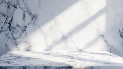 Elegant marble surface with soft shadows, showcasing a timeless and classy aesthetic.