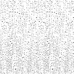 Snow, stars, fairy twinkling lights, rain drops on black background. Abstract vector noise. Small particles of debris and dust. Distressed uneven grunge texture overlay.
