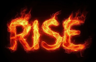 Fototapeta premium Rise text on flames, fiery text