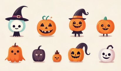 set of halloween icons. halloween iconic characters