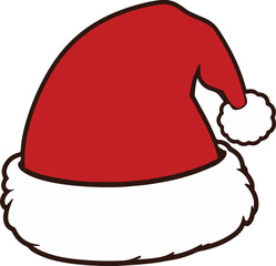 Santa hat with a red and a white color vector illustration isolated on transparent background