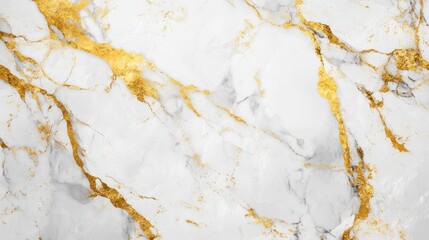Elegant white marble with striking gold veins, showcasing a luxurious and modern aesthetic.