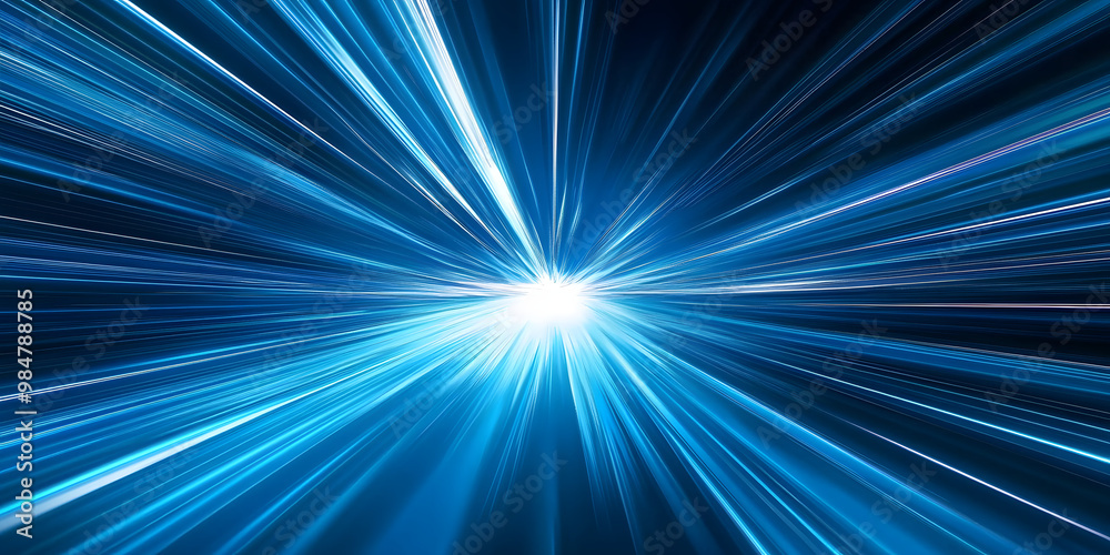 Sticker Light speed, hyperspace, space warp background, in blue.