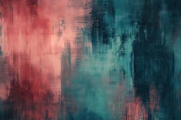 Elegant weathered brushstroke artwork on canvas showcasing rich rosewood, soothing teal, and dark slate shades. Distressed textured backdrop perfect for text or imagery, great for cards or prints