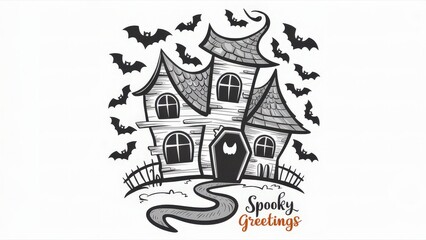 Obraz premium Creepy Correspondence Halloween Postcard Message