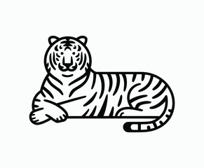 Fototapeta premium Wild animal tiger silhouette EPS vector isolated illustration template on a white background