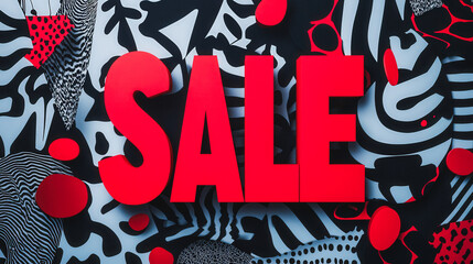 A colorful background with red letters that say "SALE"