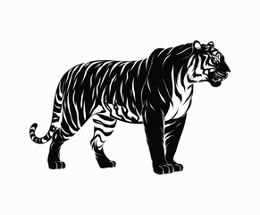 Fototapeta premium Wild animal tiger silhouette EPS vector isolated illustration template on a white background