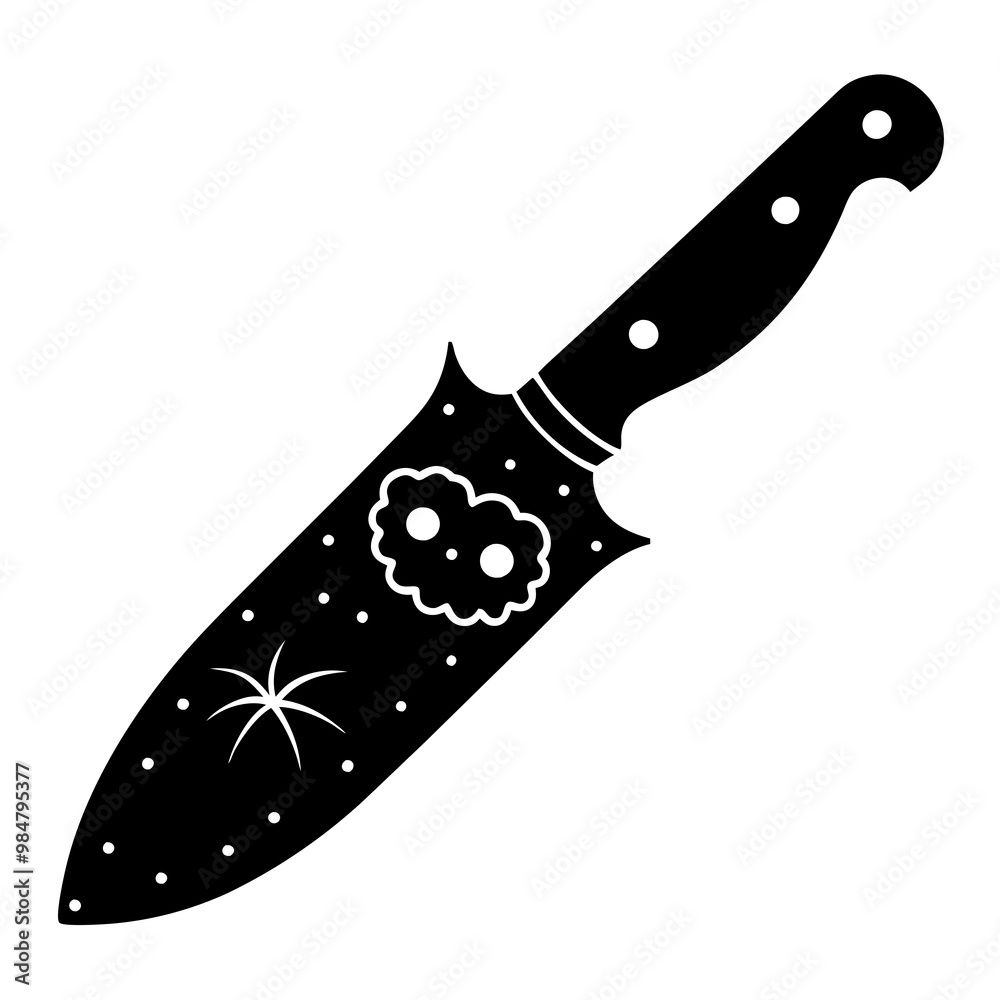 Wall mural halloween knife silhouette vector art illustration