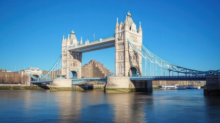 Obraz premium London's famous Tower Bridge, with the River Thames flowing beneath on a clear day