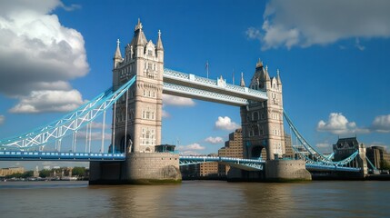 Obraz premium London's famous Tower Bridge, with the River Thames flowing beneath on a clear day