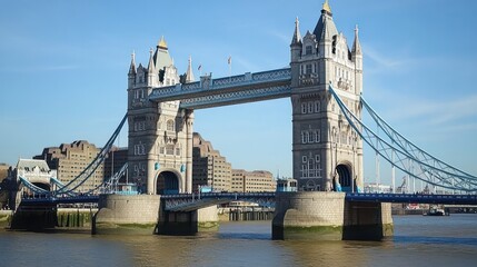 Obraz premium London's famous Tower Bridge, with the River Thames flowing beneath on a clear day