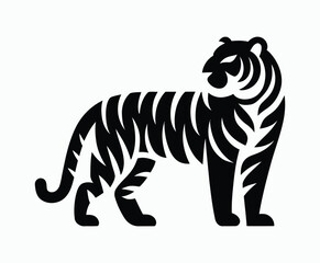 Wild animal tiger silhouette EPS vector isolated illustration template on a white background