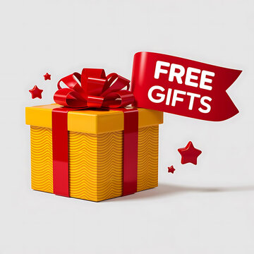 surprise assured service free gift sale offer background with giftbox design template