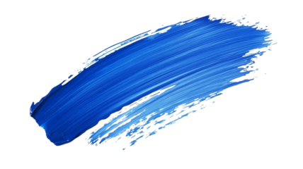 Blue paint brush strokes, isolated on transparent background