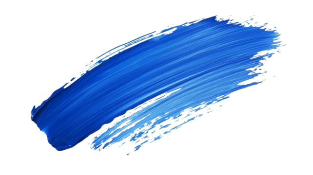 Blue paint brush strokes, isolated on transparent background