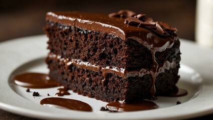 Chocolate cake on a plate.