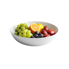 A bowl of fruit with a variety of fruits including oranges, strawberries