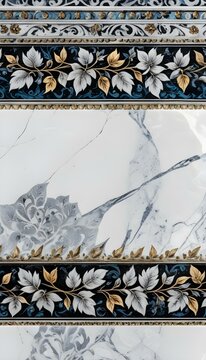 A marble surface with a floral pattern